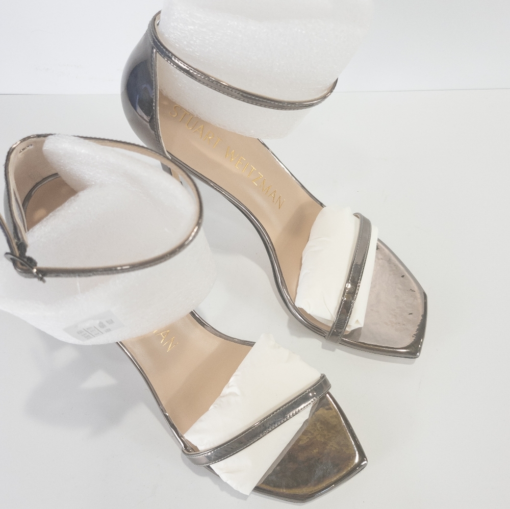 Stuart Weitzman Amelina Ankle Strap Sandal Gunmetal -8.5 - Picture 2 of 3